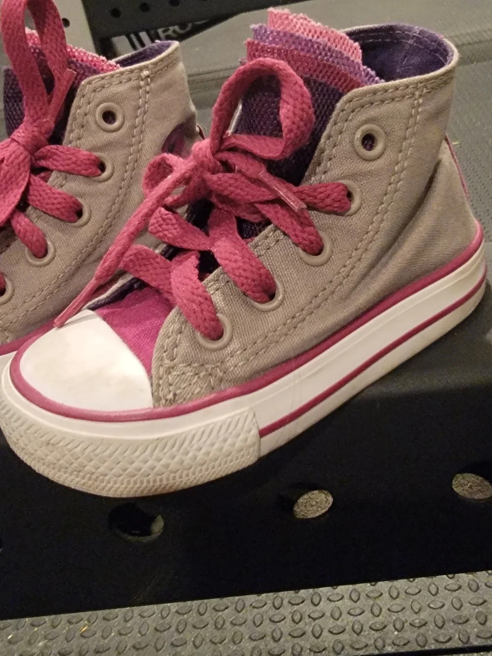 Converse Toddler High-Top Sneakers in Gray, Pink And Purple